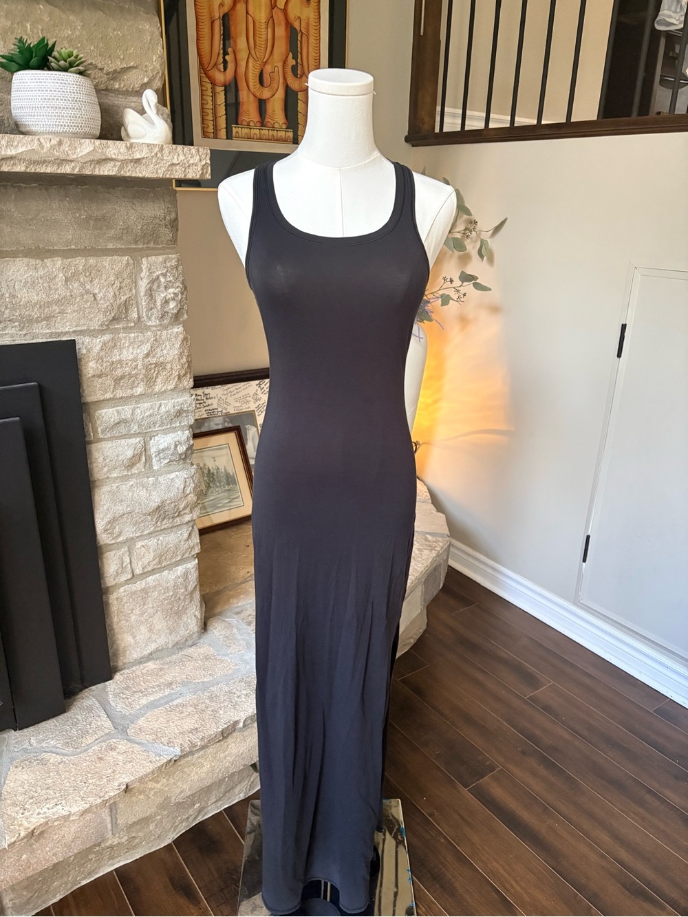 Lululemon Restore & Revitalize Black Maxi Dress Cross Back Open Back